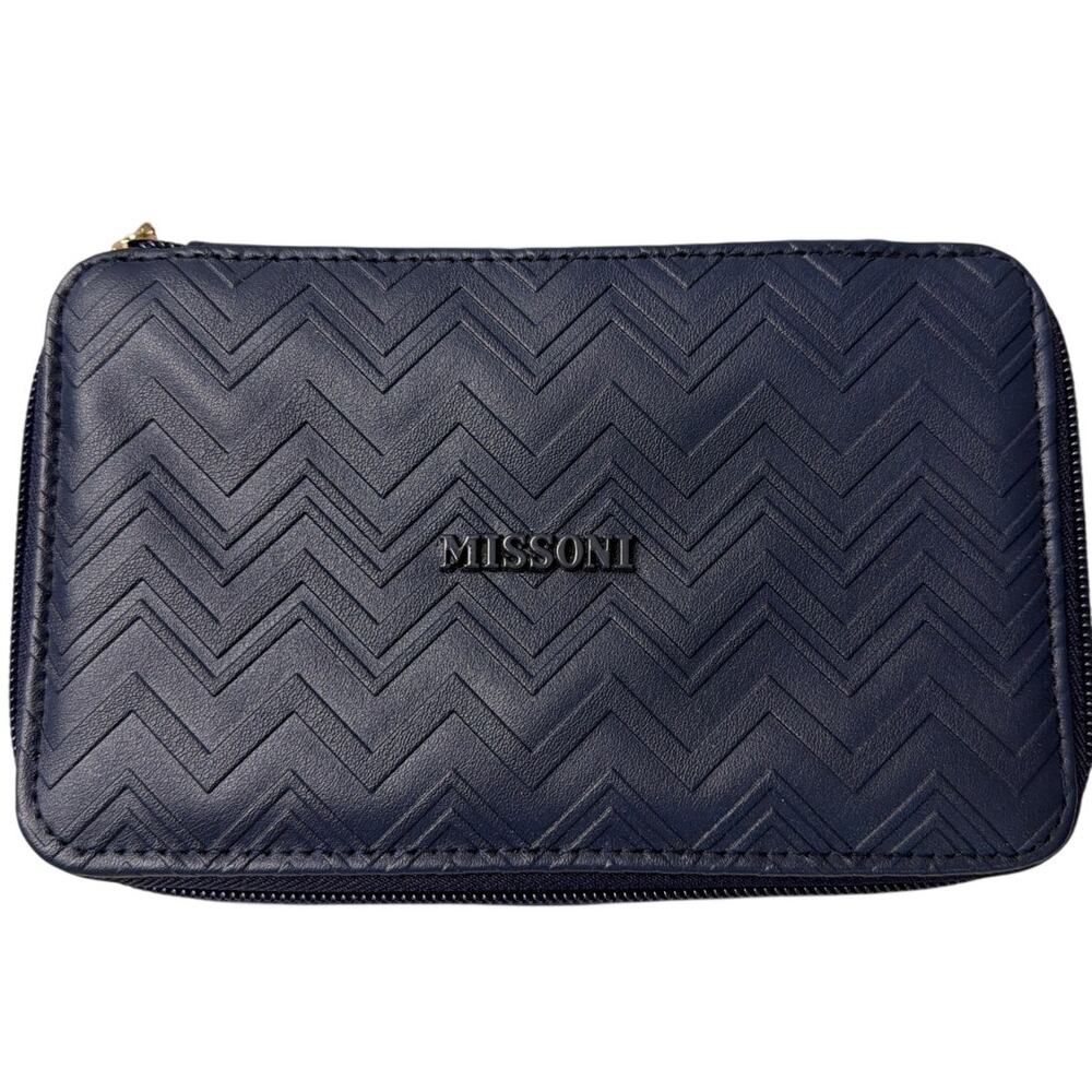 Missoni Delta First Class Zip Makeup Bag Chevron Designer Travel Pouch